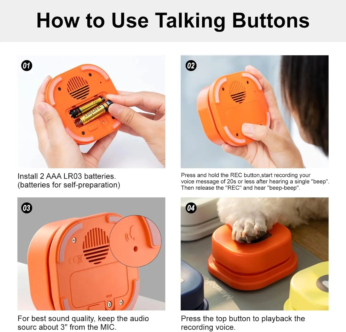 MewooFun Dog Button Record Talking Toy Communication Device