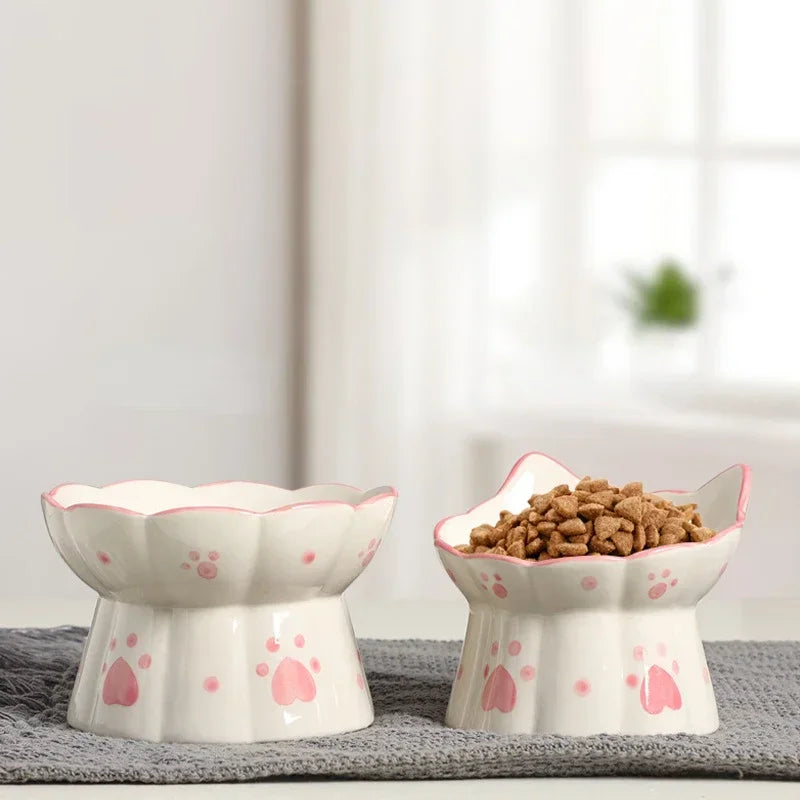 Food Bowl Pet Elevated Accessories Cat Set Drinking Water Snack Cats Ceramic Small Feeding Feeders Dogs Eating Puppy Bowls