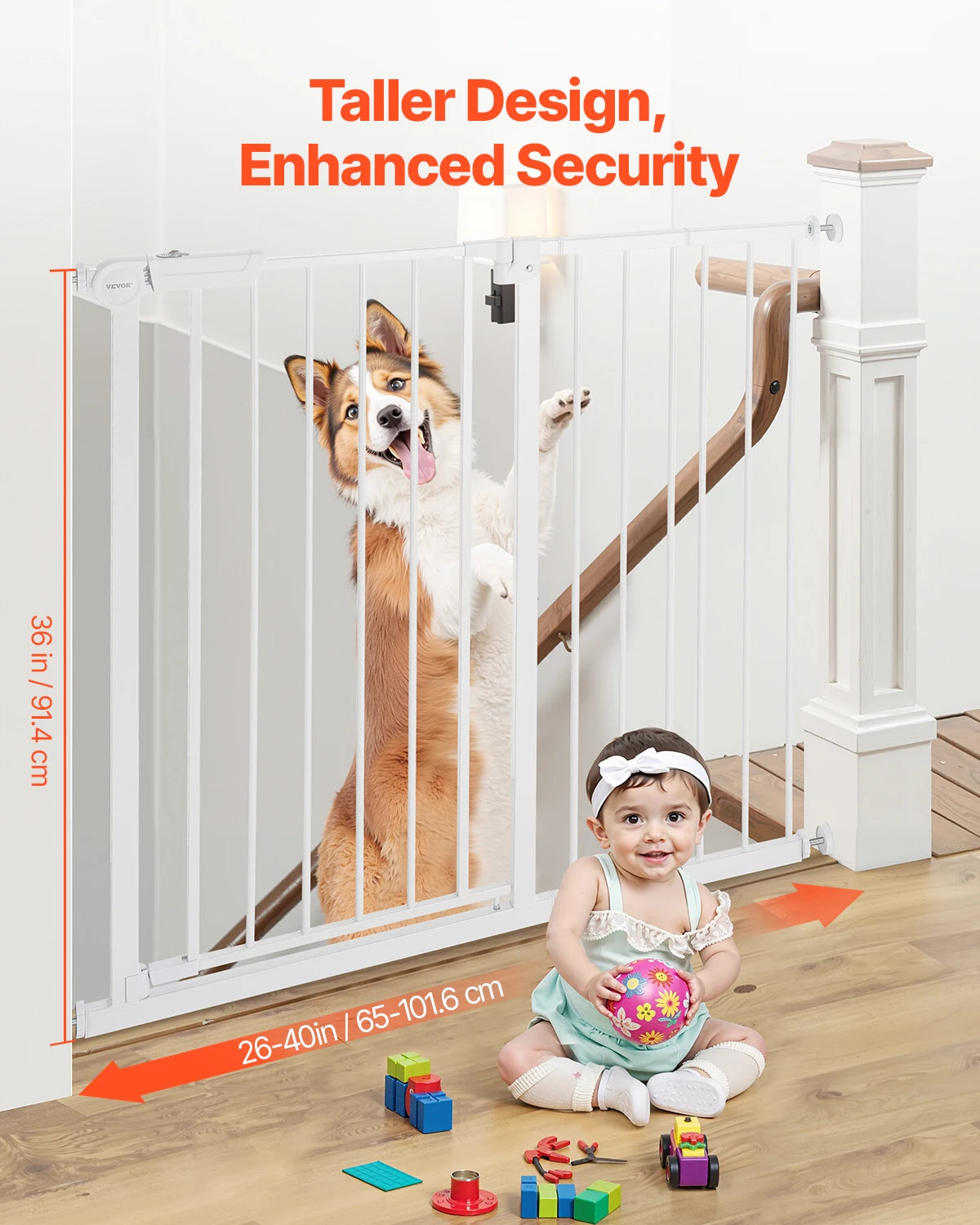 VEVOR Pressure Mount Dog Gate Easy Step Walk Thru