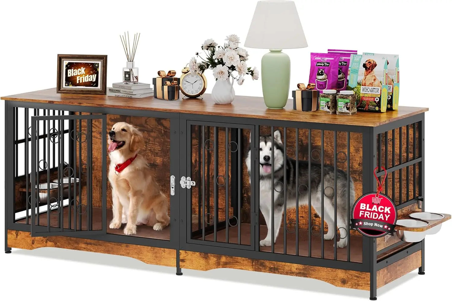 Dog Crate Furniture Large Storage TV Stand for Dogs