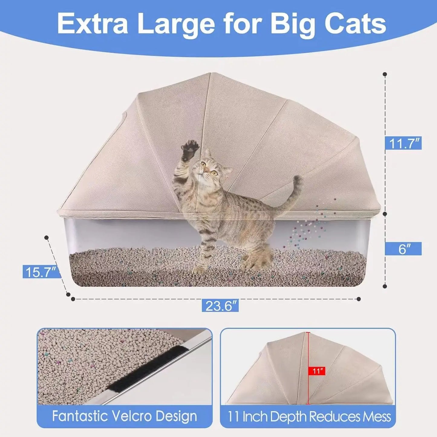 Large Enclosed Cat Litter Box with Leak-Proof Design