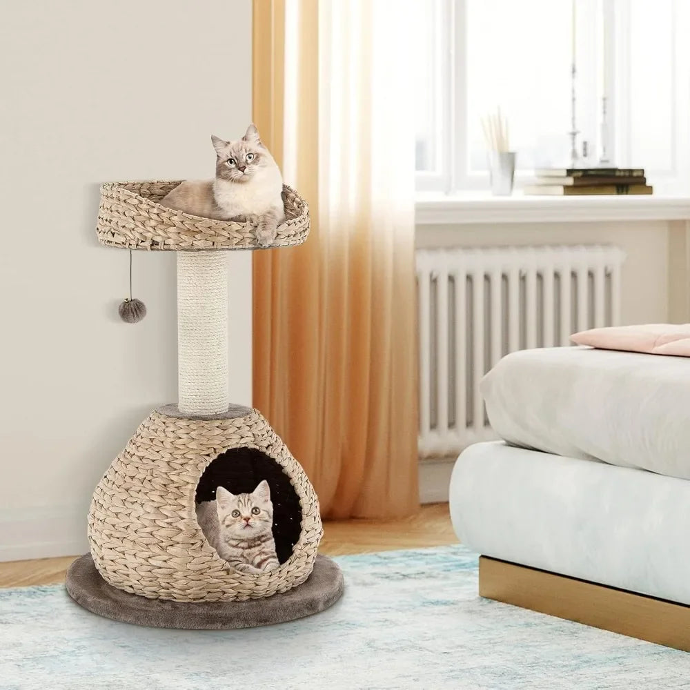 HuanZhuang Modern Cat Tree with Natural Sisal Scratching Post