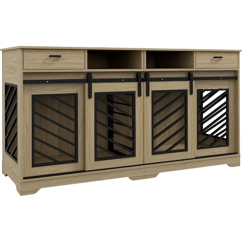 MKDK Double Dog Crate Furniture with Removable Divider