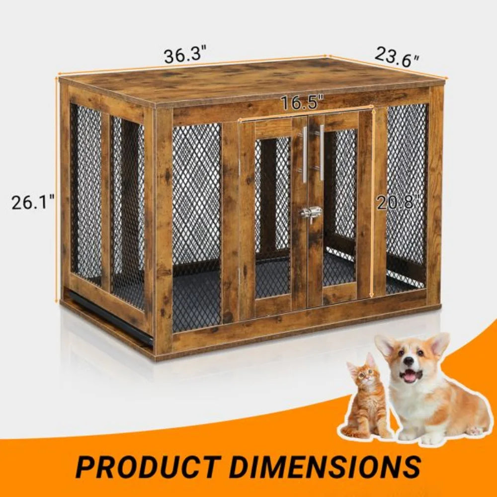 Dog Crate with Tray for Medium Dogs