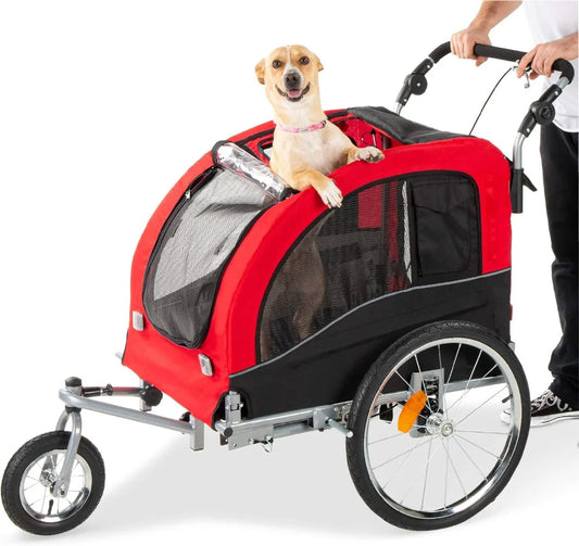 2-in-1 Dog Bike Trailer and Pet Stroller Carrier