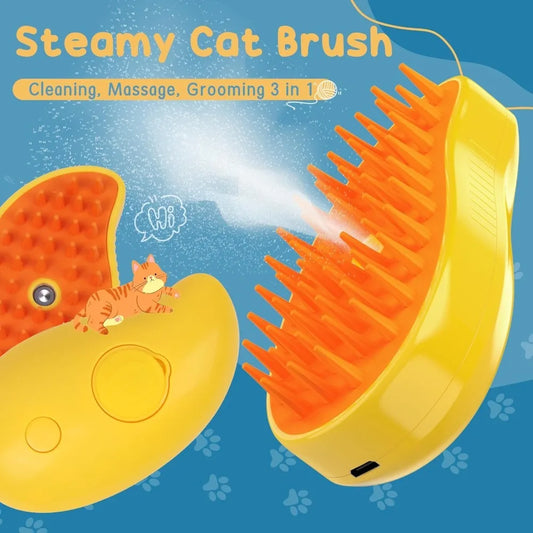 Cat Steam Brush for Pet Grooming and Self Cleaning