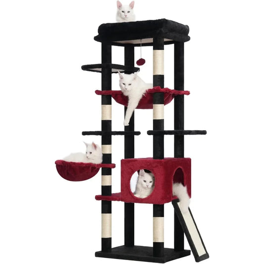 Cat Tree Tower with Multi-Level Hammock and Scratching Posts