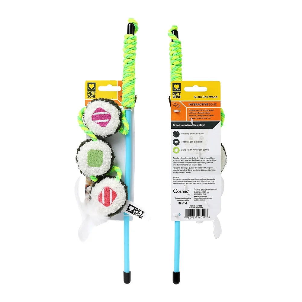 XMSJ Interactive Sushi Wand Cat Toy with Catnip