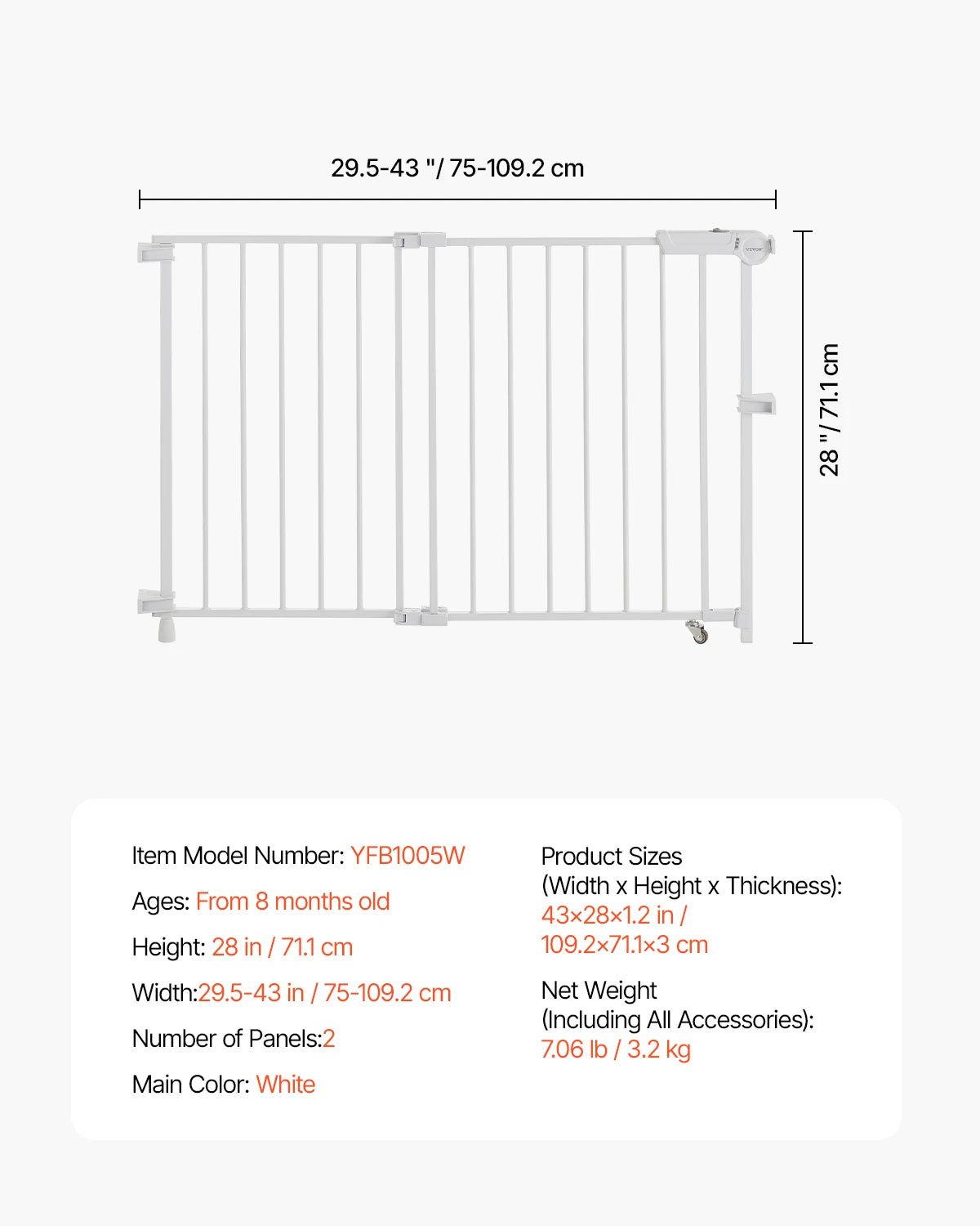 VEVOR Adjustable Width Dog Gate for Child Safety