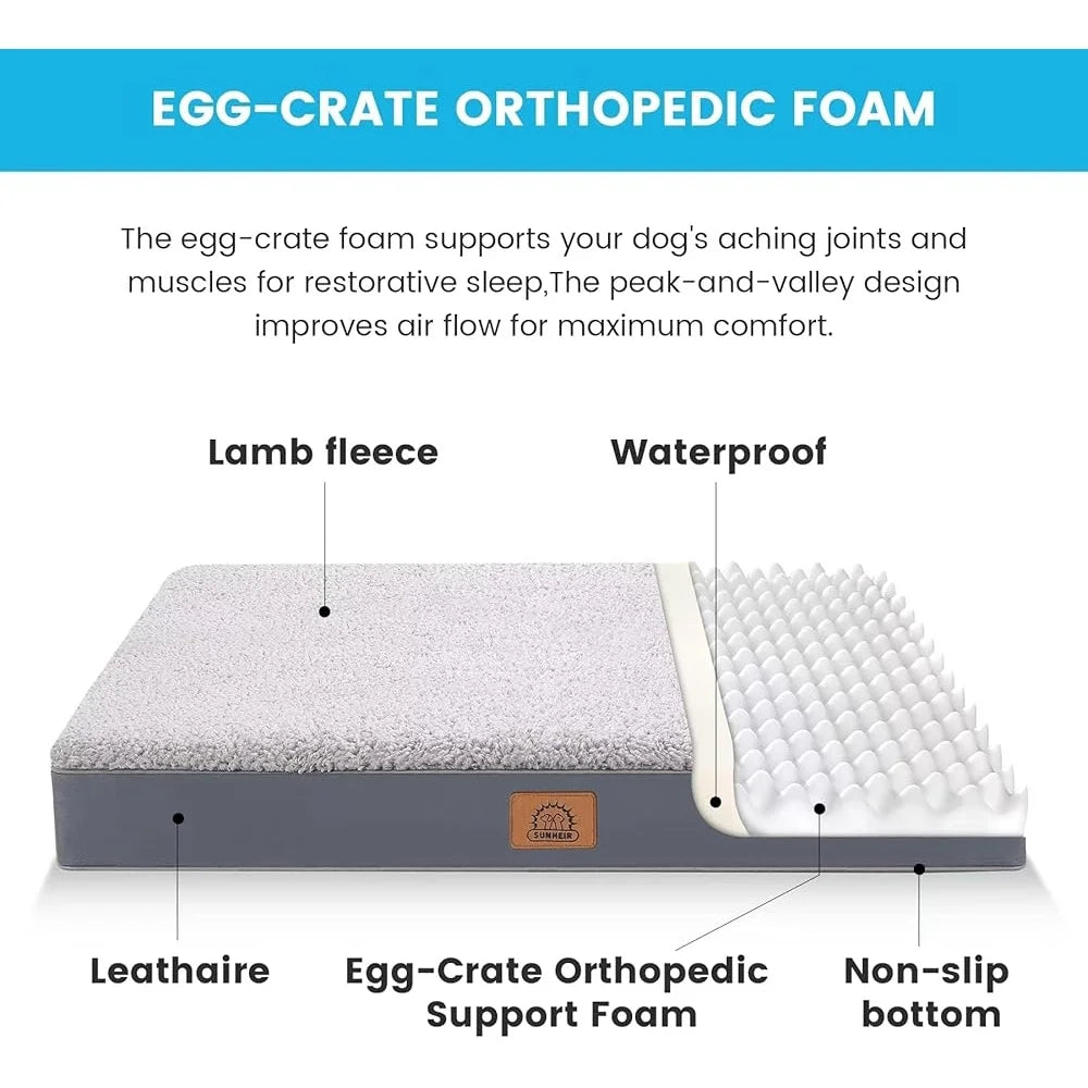 Orthopedic Waterproof Dog Bed with Egg Foam Support