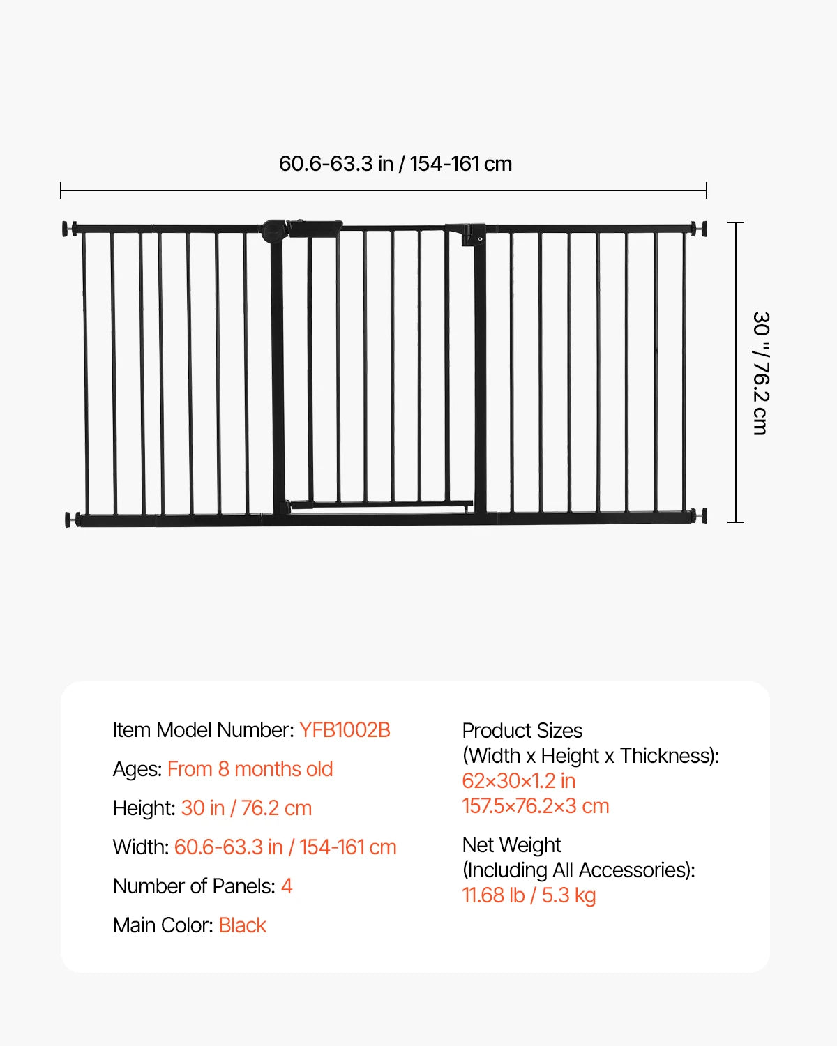 VEVOR Easy Step Walk Thru Dog Gate Security System