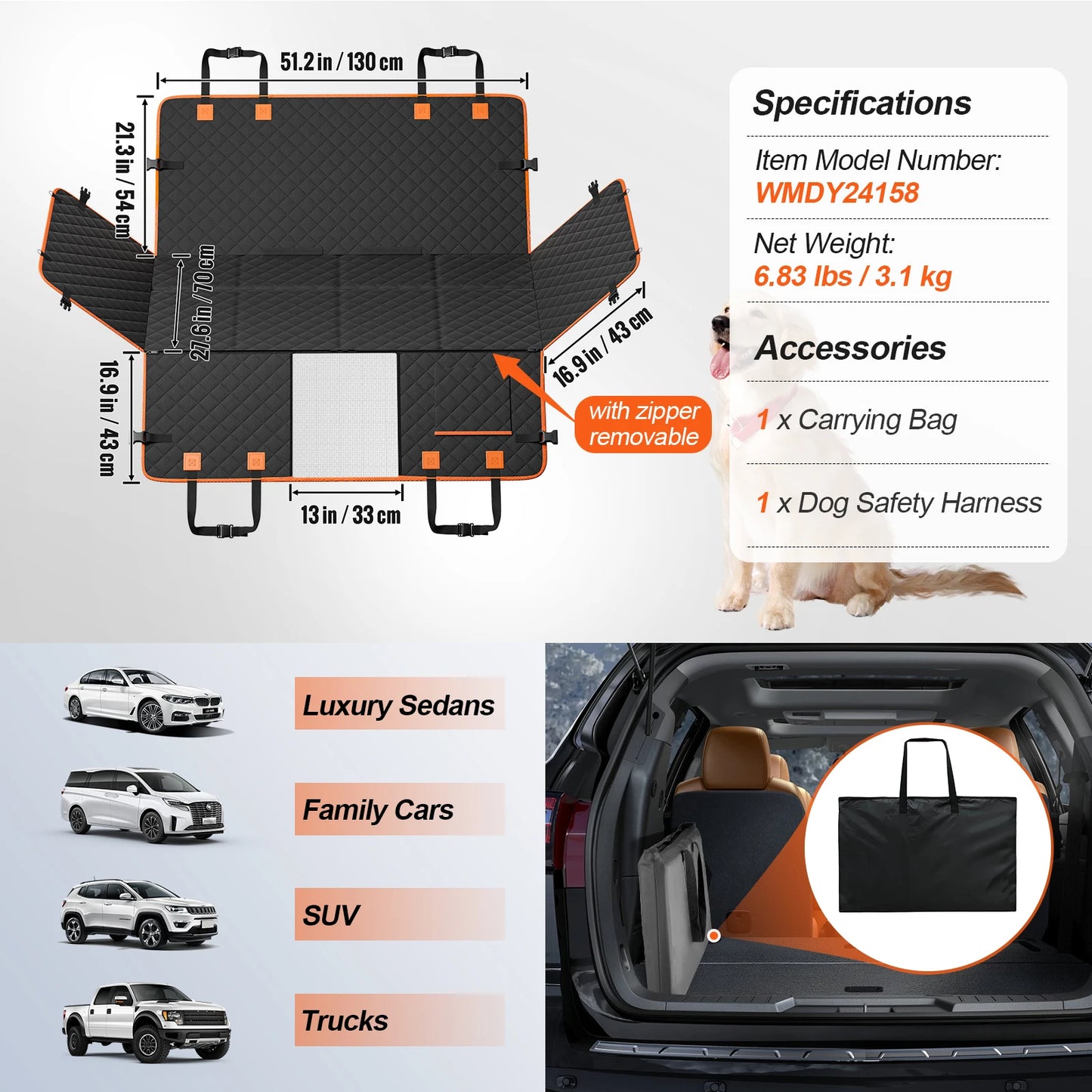 SucceBuy Dog Car Seat Cover with Mesh Window