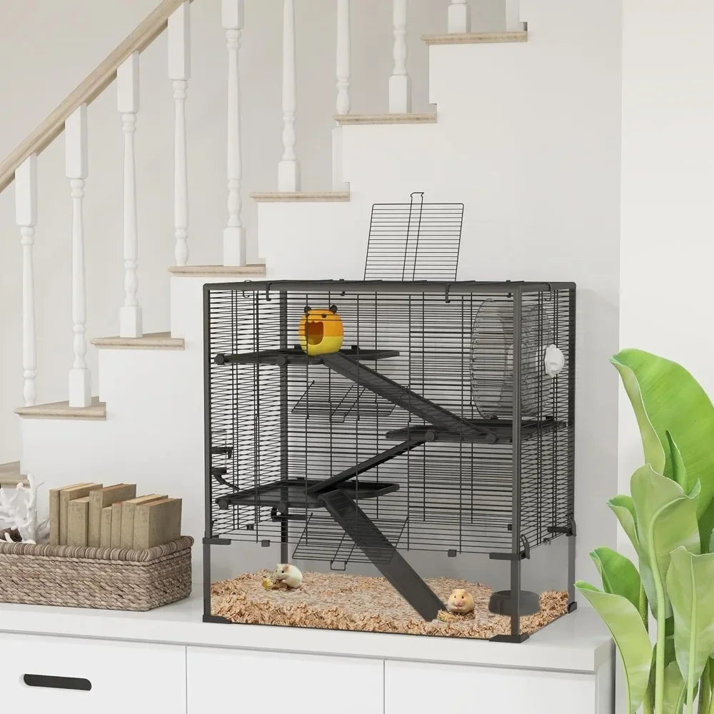 Large Hamster Cage with Deep Glass Bottom and Accessories