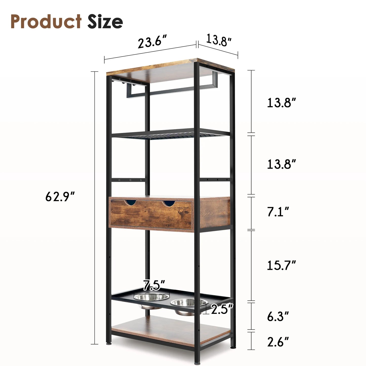 Dog Feeding Station Height Adjustable Raised Bowls