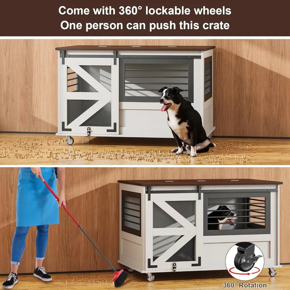 47 Inch Dog Crate Furniture with Top Access Doors
