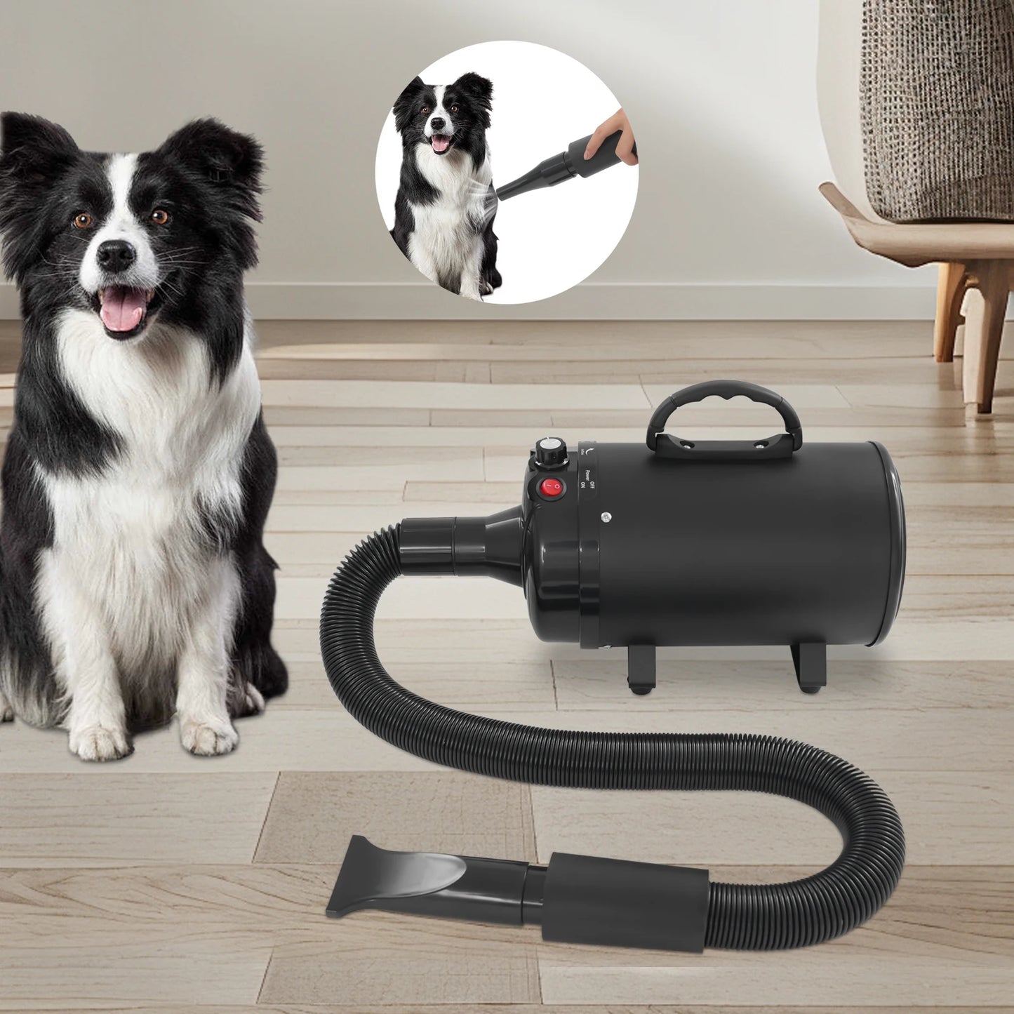 2200W Professional Pet Grooming Dryer with Adjustable Wind Speed