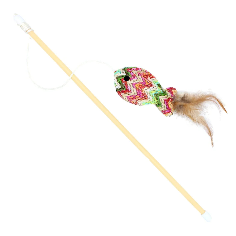 XMSJ 3 Pack Cat Wand Fish Toy Interactive Play