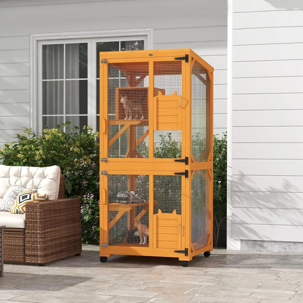 Wooden Catio Cat House by NoEnName