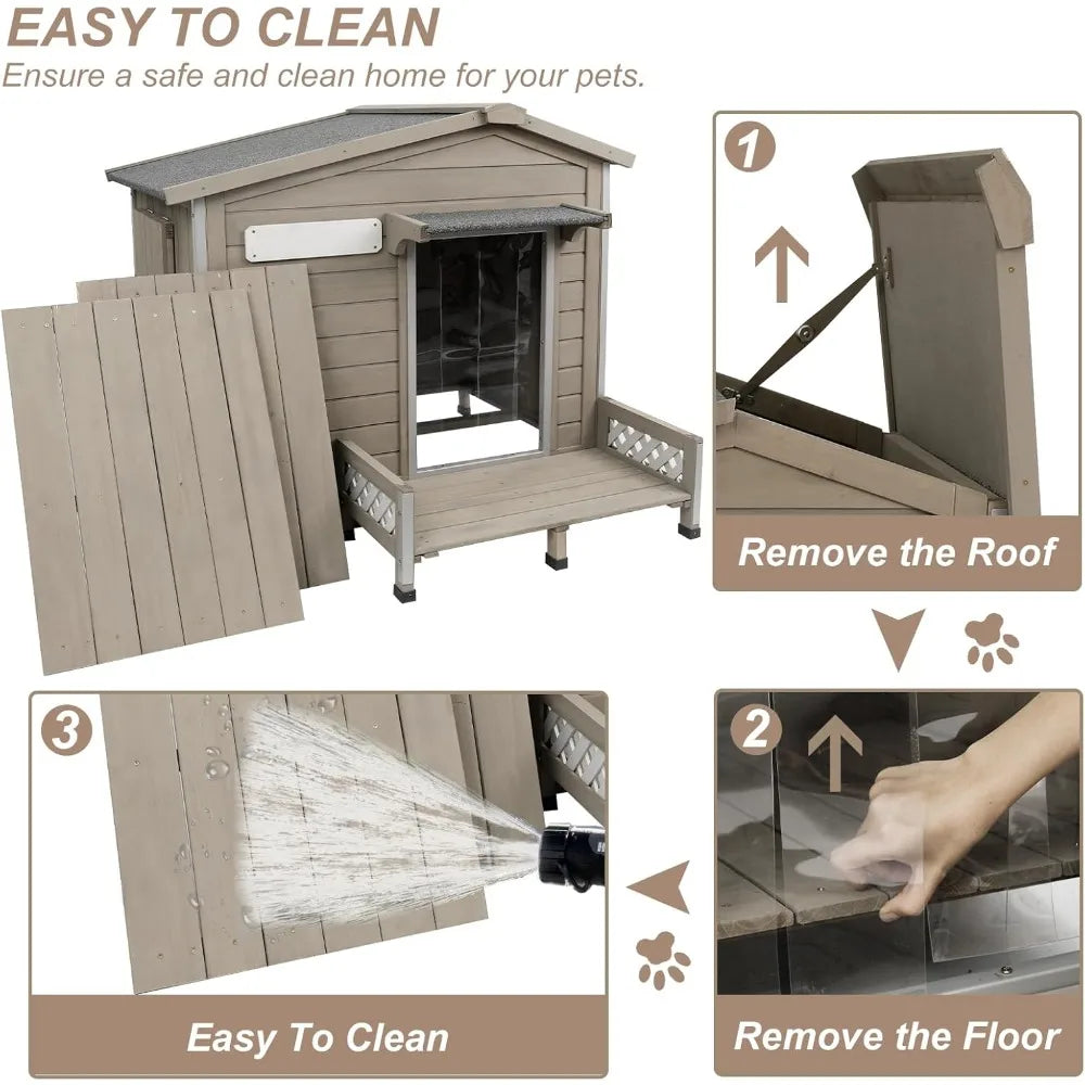 Dafify Outdoor Large Dog House with Porch and Removable Floor
