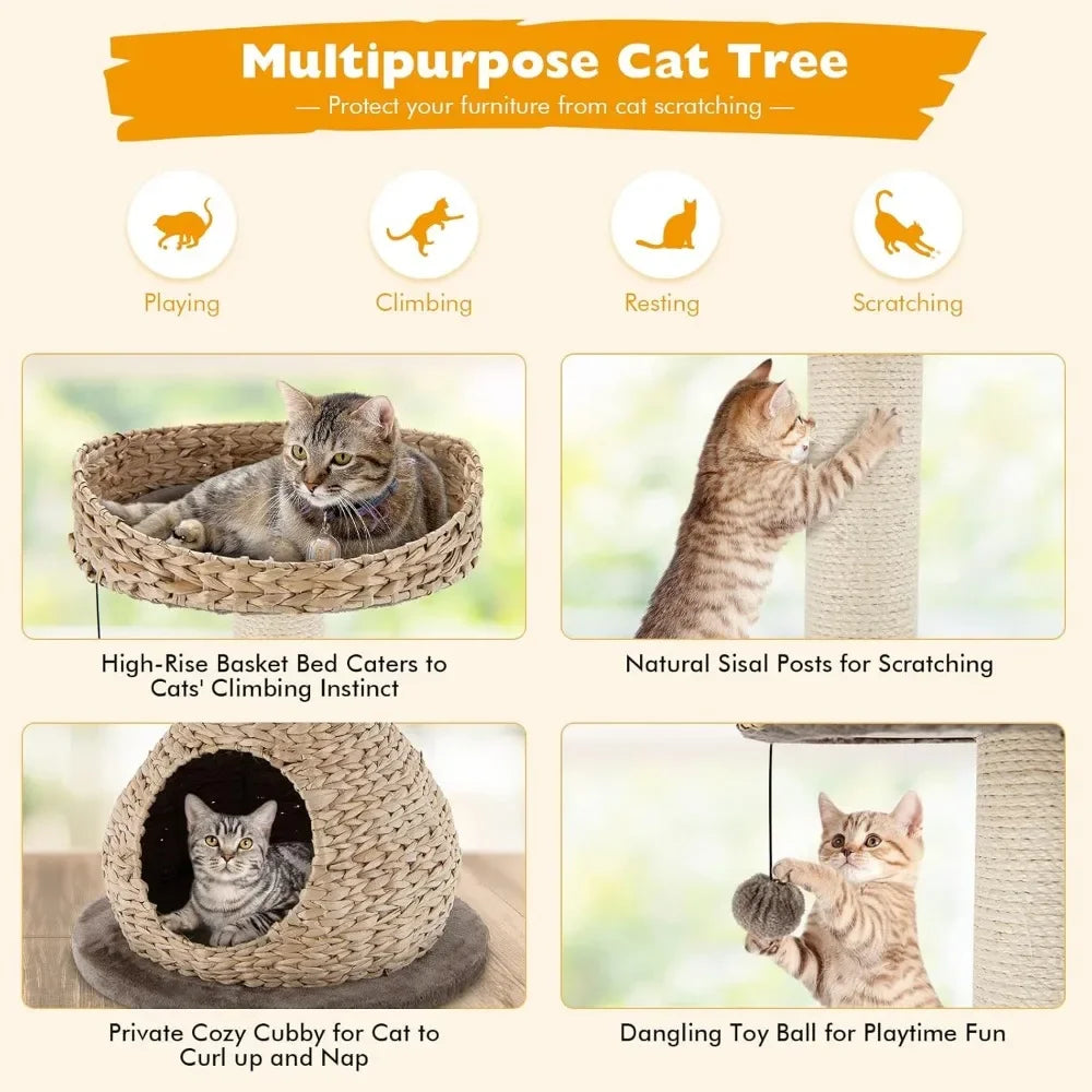 HuanZhuang Modern Cat Tree with Natural Sisal Scratching Post