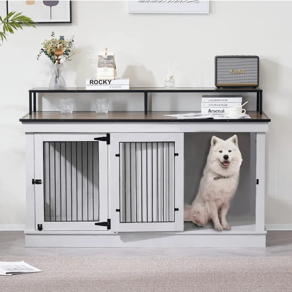 MKDK Wooden Dog Crate Furniture Style Indoor Kennel