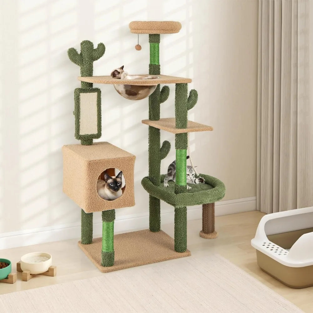 Dafify Cactus Cat Tree Tall Cat Tower with Scratching Posts