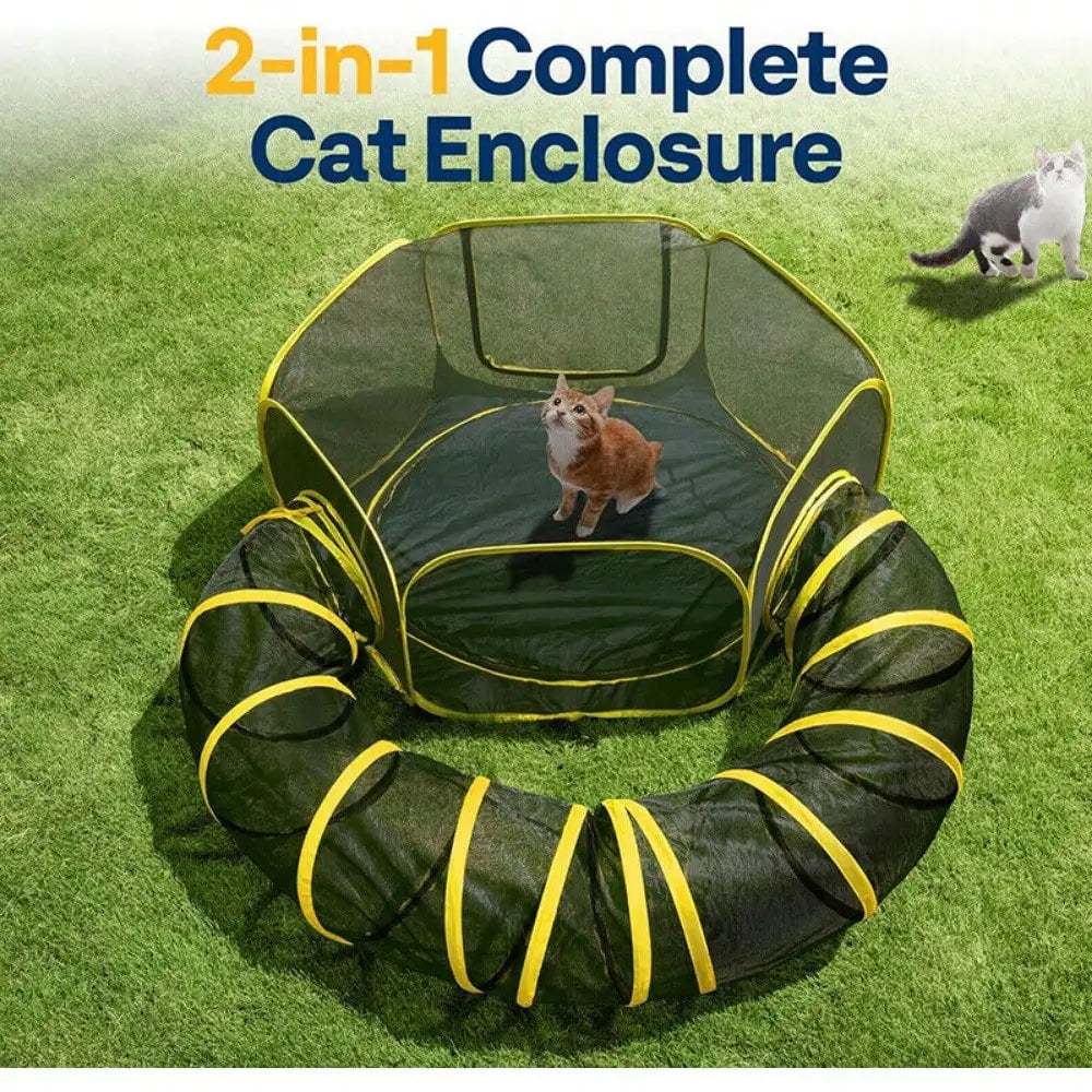 Outdoor Cat Enclosure Portable Catio Circle Playpen Tunnel
