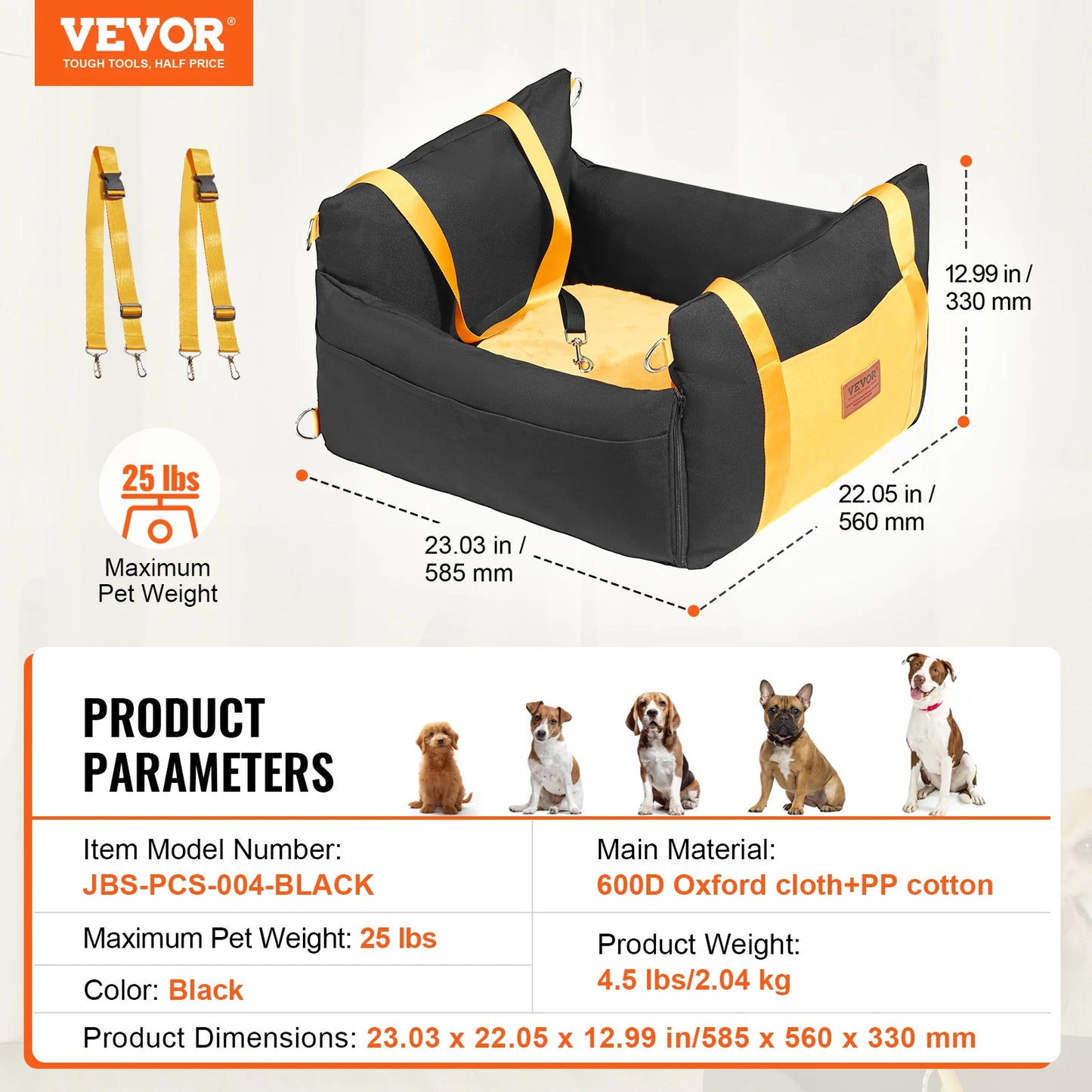 SucceBuy Dog Car Booster Seat Waterproof With Safety Leash