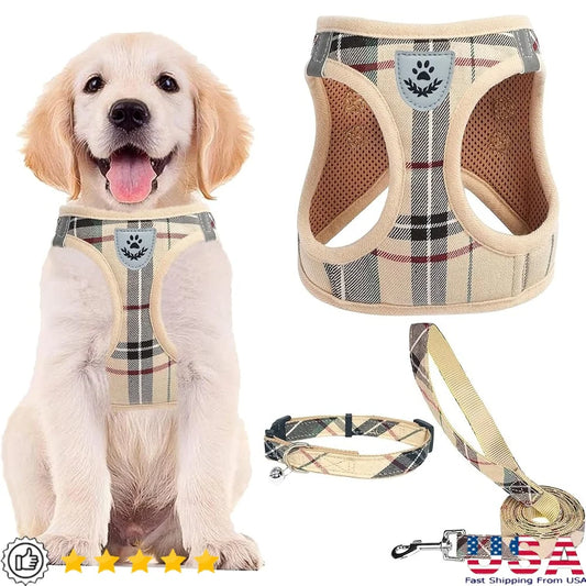 Adjustable No Pull Dog Harness Collar Leash Set