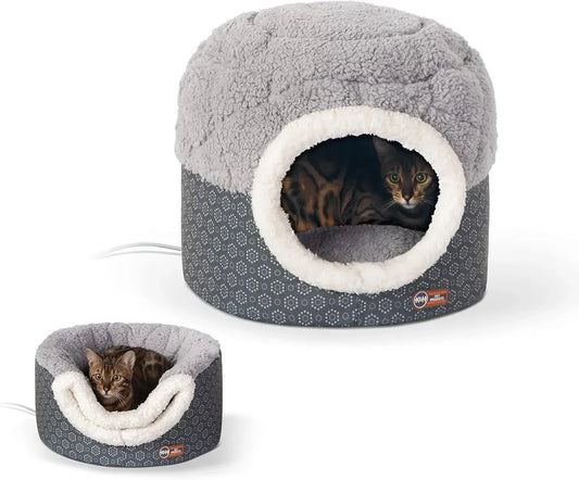 Cozy Heated Cat Bed and Cave for Indoor Cats