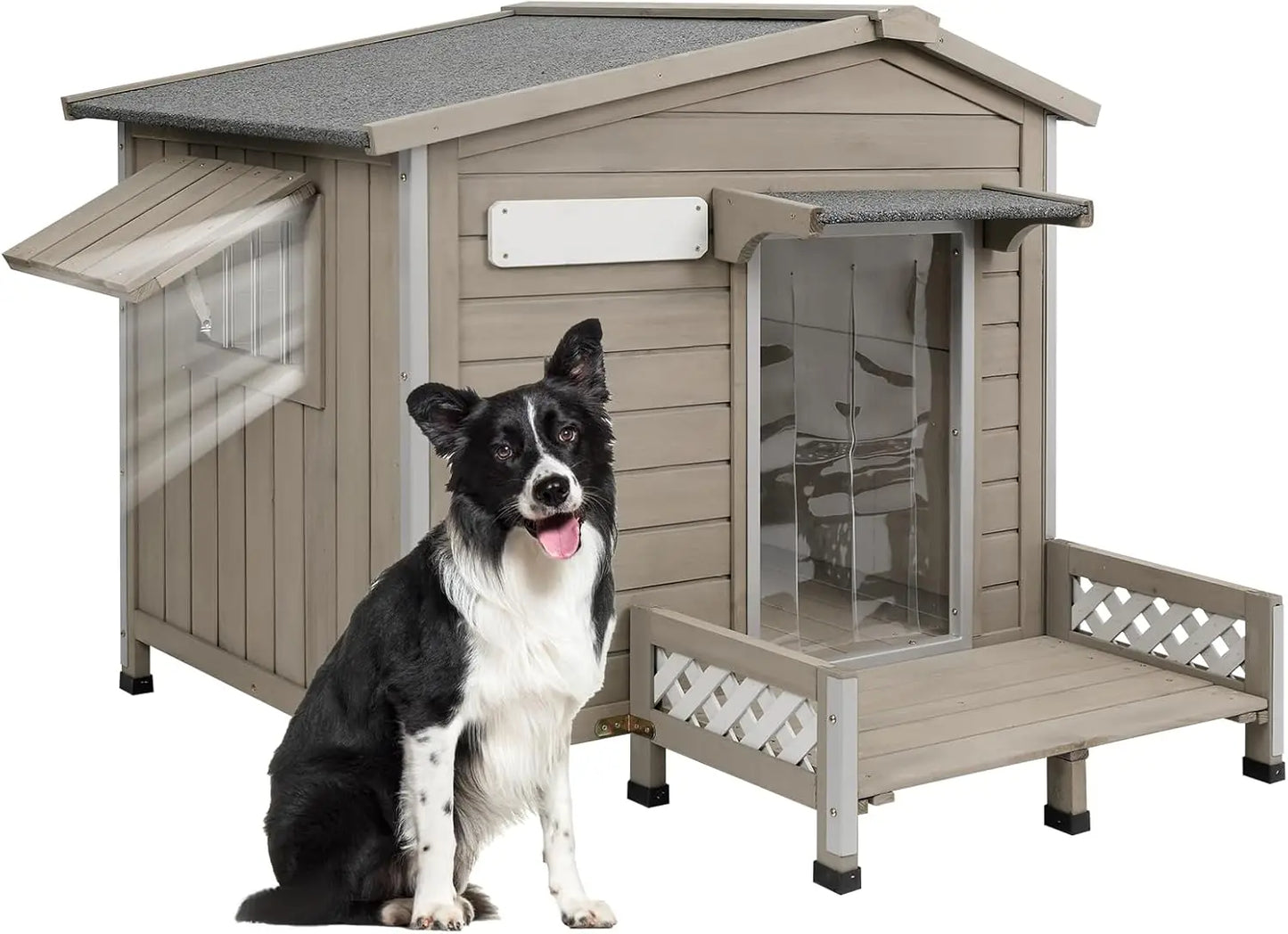 Dafify Outdoor Large Dog House with Porch and Removable Floor