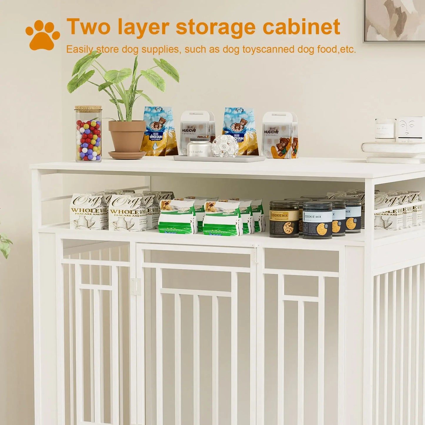 Dog Crate Furniture with Divider and Storage Drawers