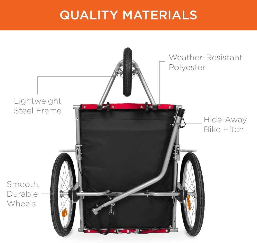 2-in-1 Dog Bike Trailer and Pet Stroller Carrier