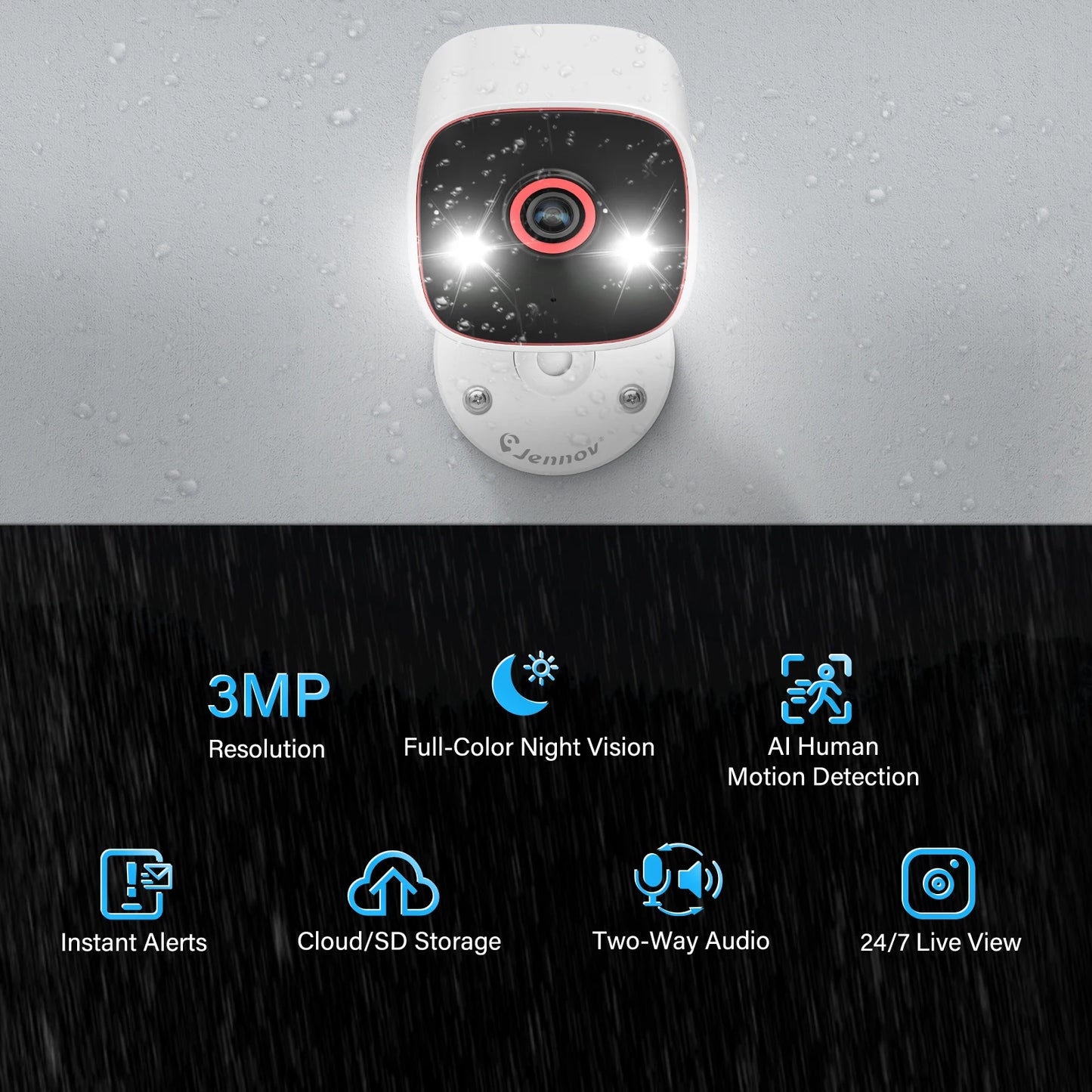 JENNOV Wireless 2K HD Outdoor Indoor Security Camera