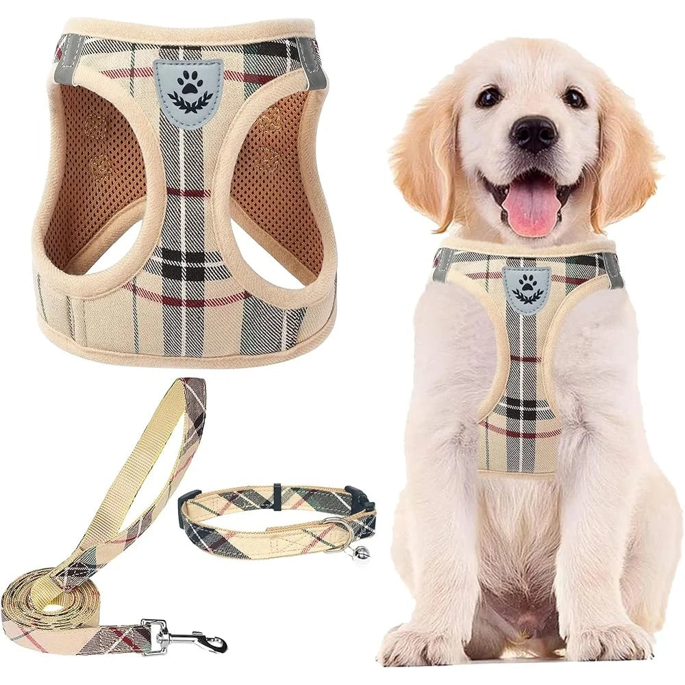 Adjustable No Pull Dog Harness Collar Leash Set