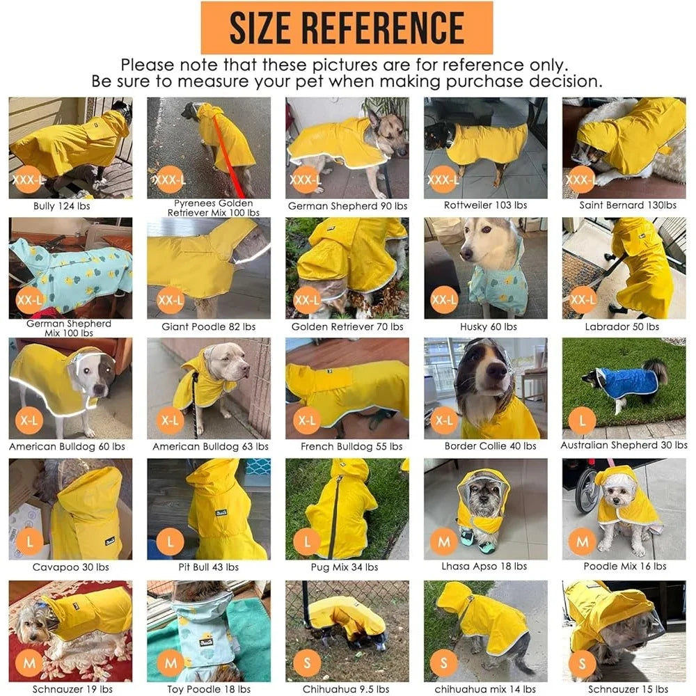 Dog Raincoat Adjustable Waterproof Jacket for Puppies