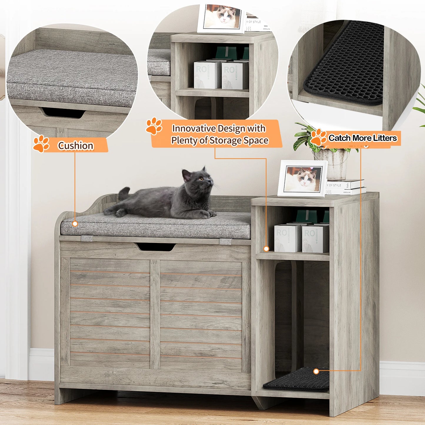 Cat Litter Box Furniture Hidden Wood Enclosure