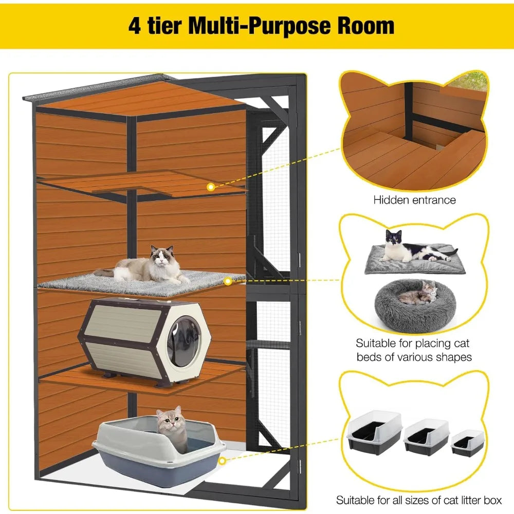 Large Cat Catio 4 Tiers Outdoor Cat Enclosure