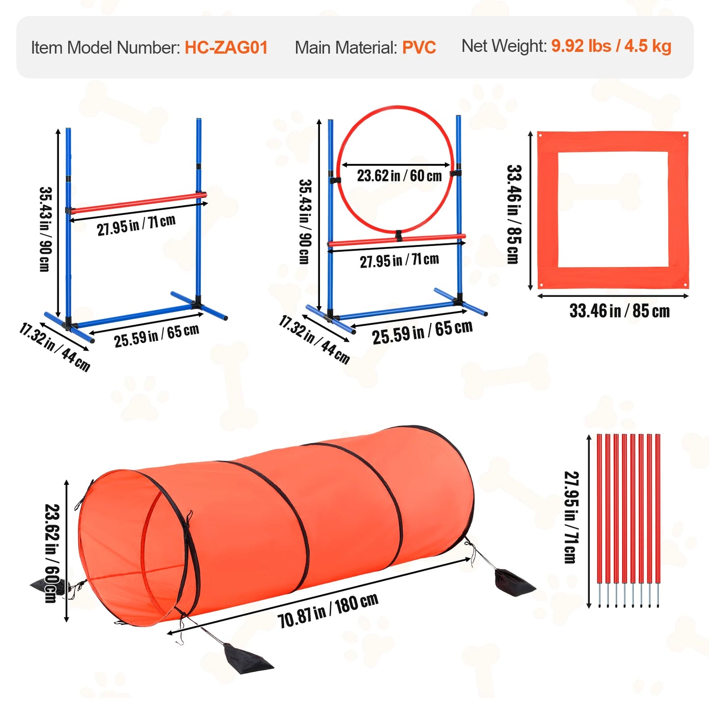 SucceBuy Dog Agility Hurdle Cone Set Training Starter
