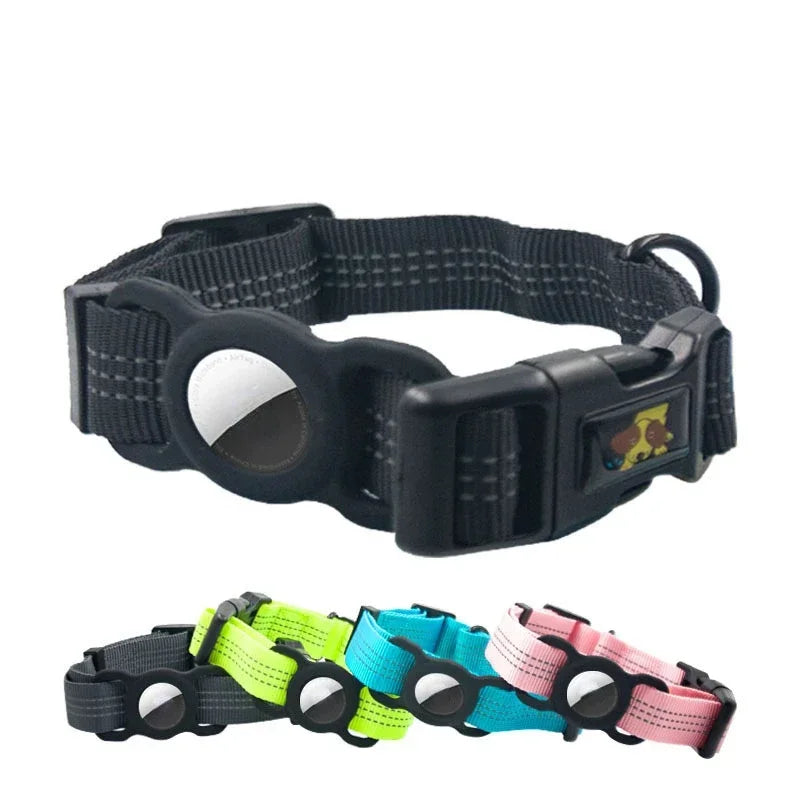 CN Guangdong Reflective Nylon Dog Collar With AirTag Case