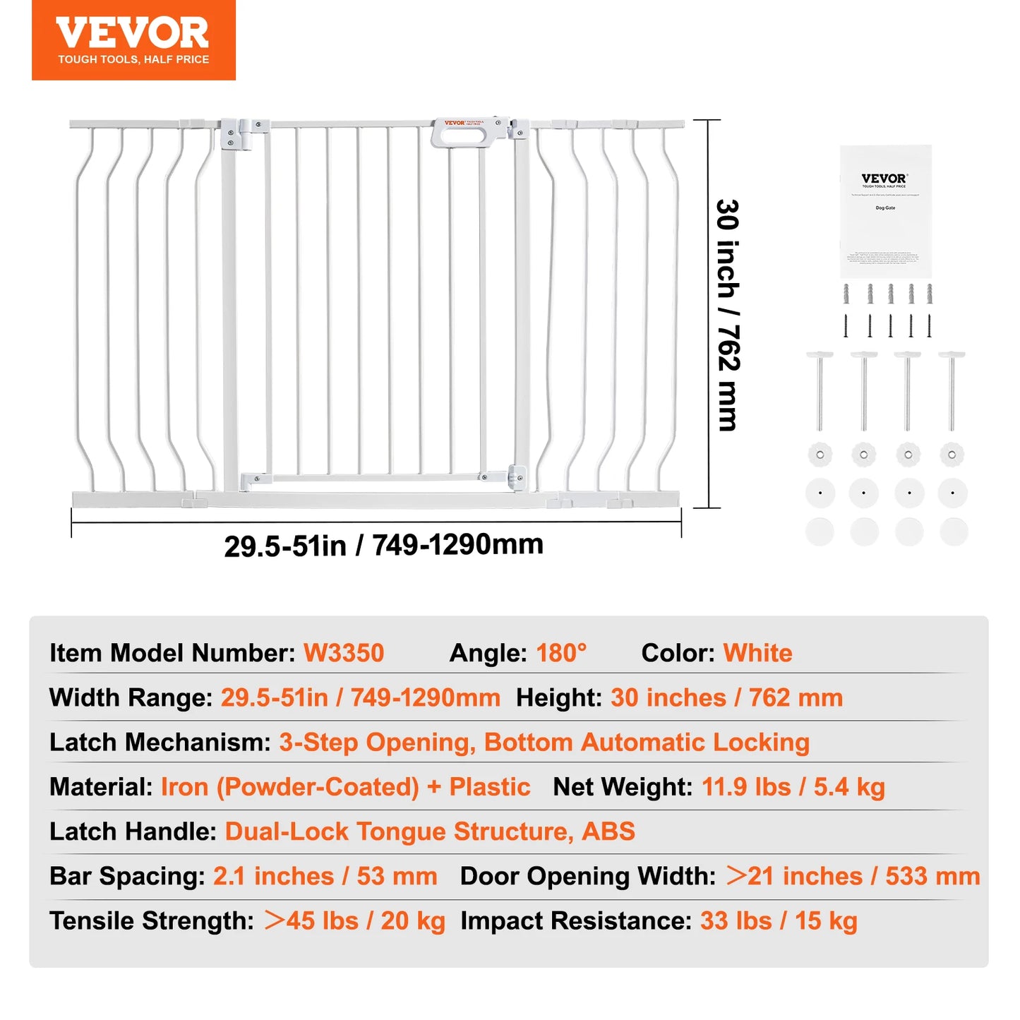 VEVOR Baby Gate Easy Step Walk Thru Dog Security