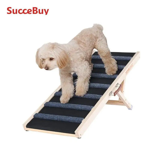 SucceBuy Adjustable Wooden Dog Ramp for Easy Climbing