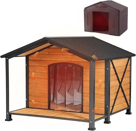 MKDK Large Insulated Dog House Outdoor Kennel for Winter