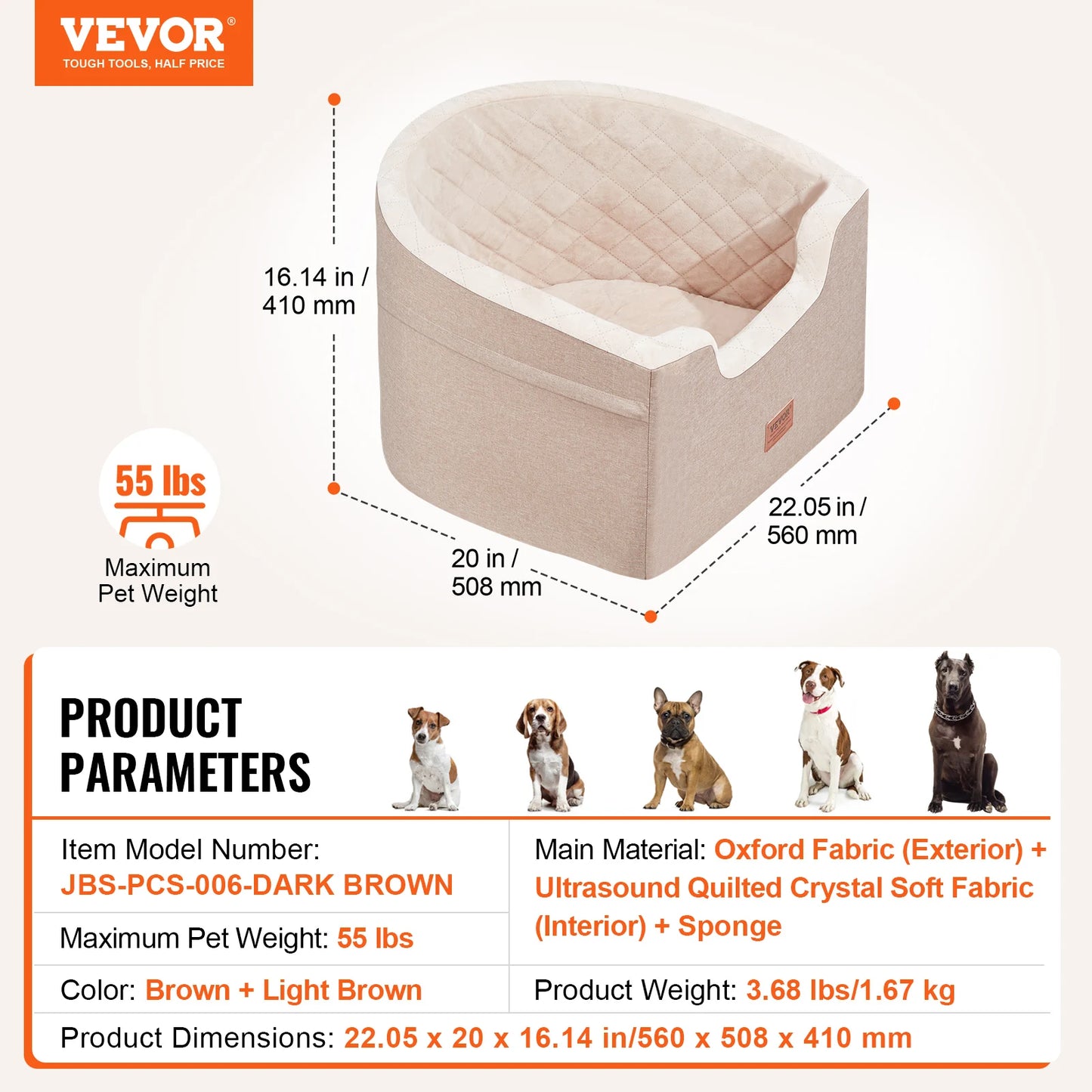 SucceBuy Dog Car Booster Seat Waterproof With Safety Leash