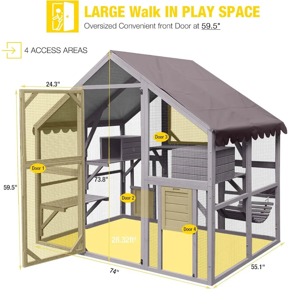 Aivituvin Outdoor Cat Enclosure with Bridges and Walkways