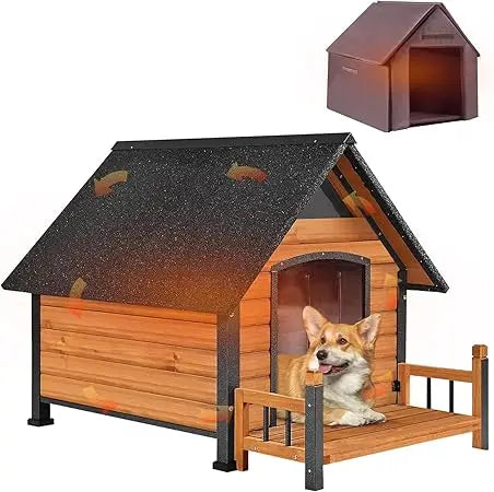 MKDK Outdoor Dog House with Insulated Liner and Iron Frame