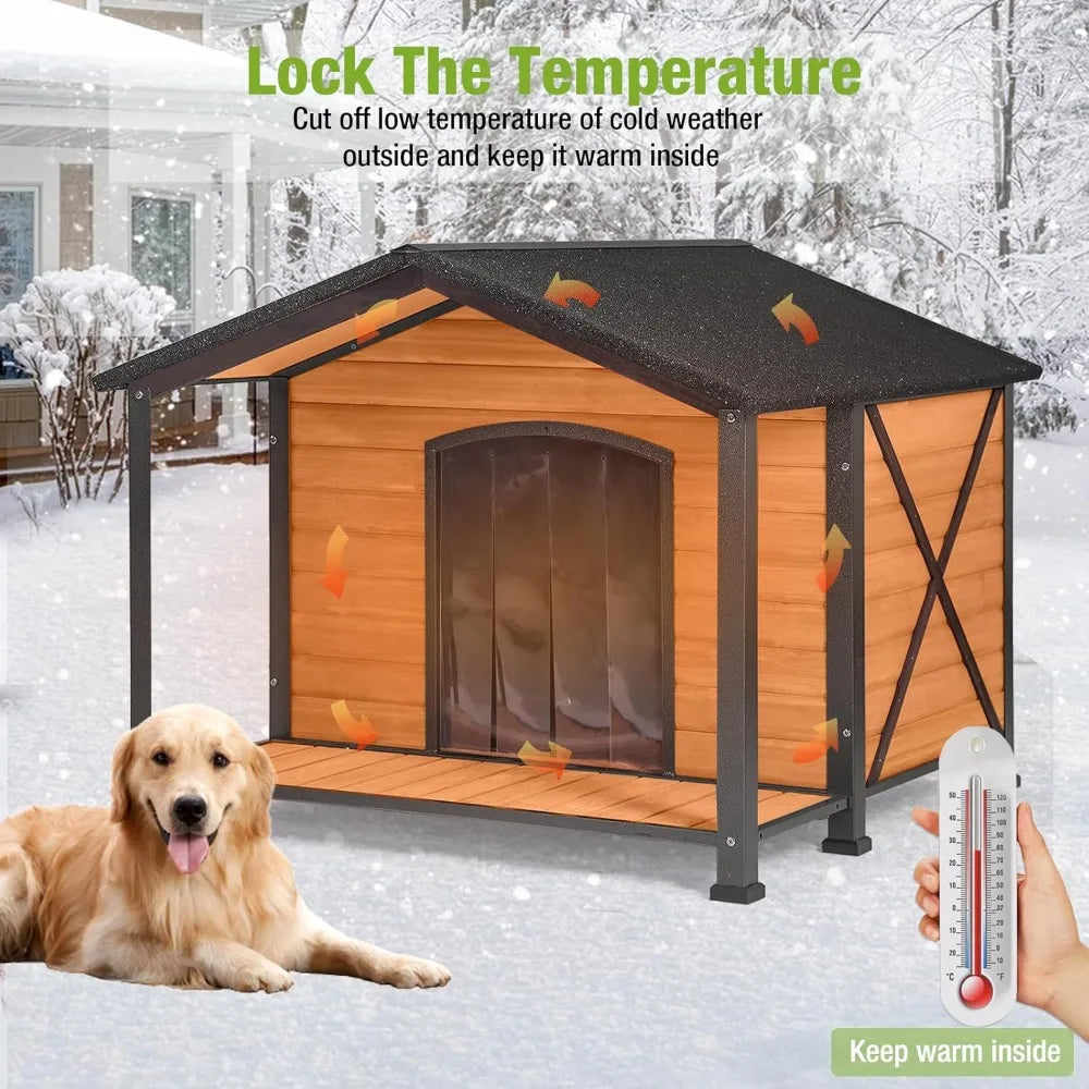 MKDK Large Insulated Dog House Outdoor Kennel for Winter