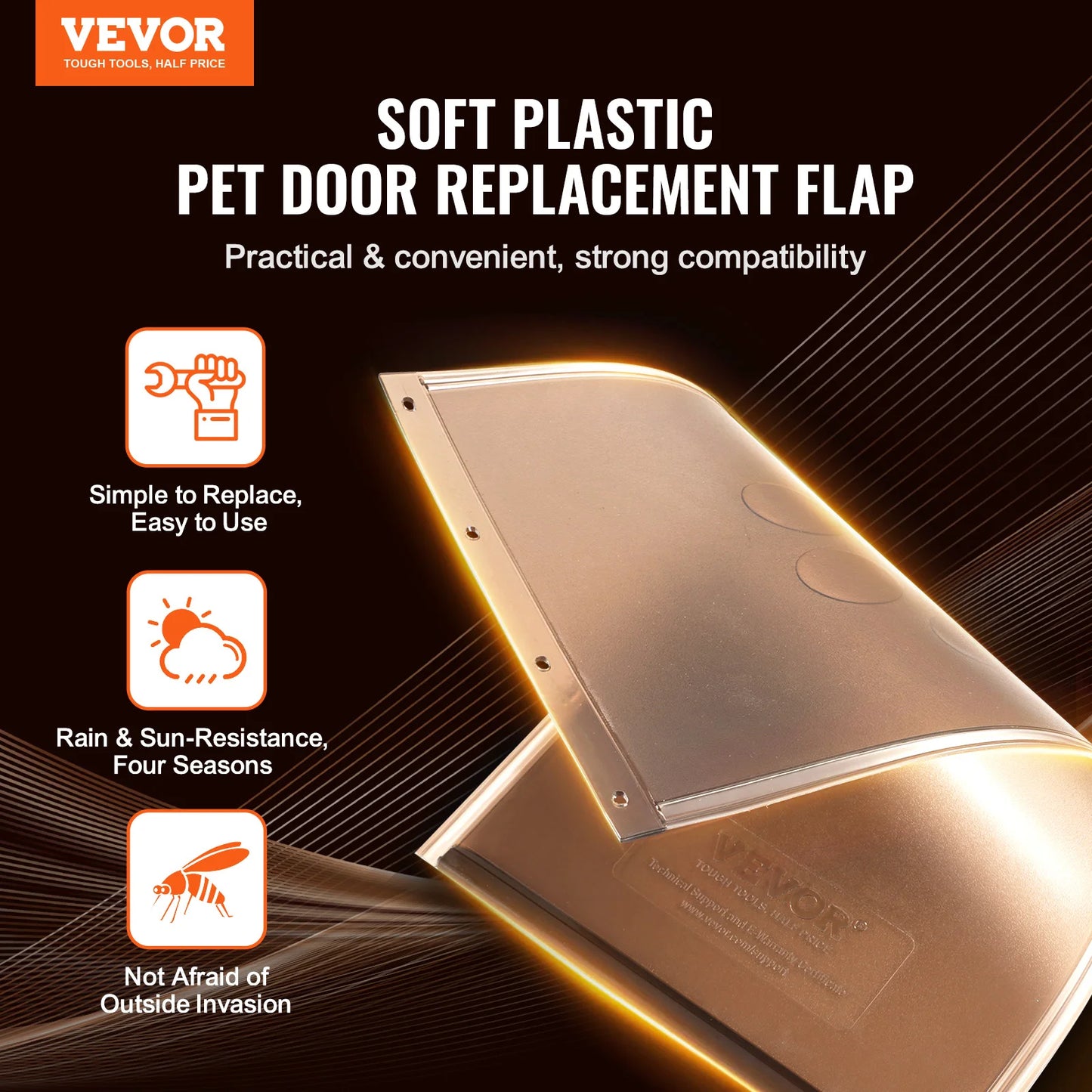 Dog Door Replacement Pet Flap Magnetic Weatherproof PVC