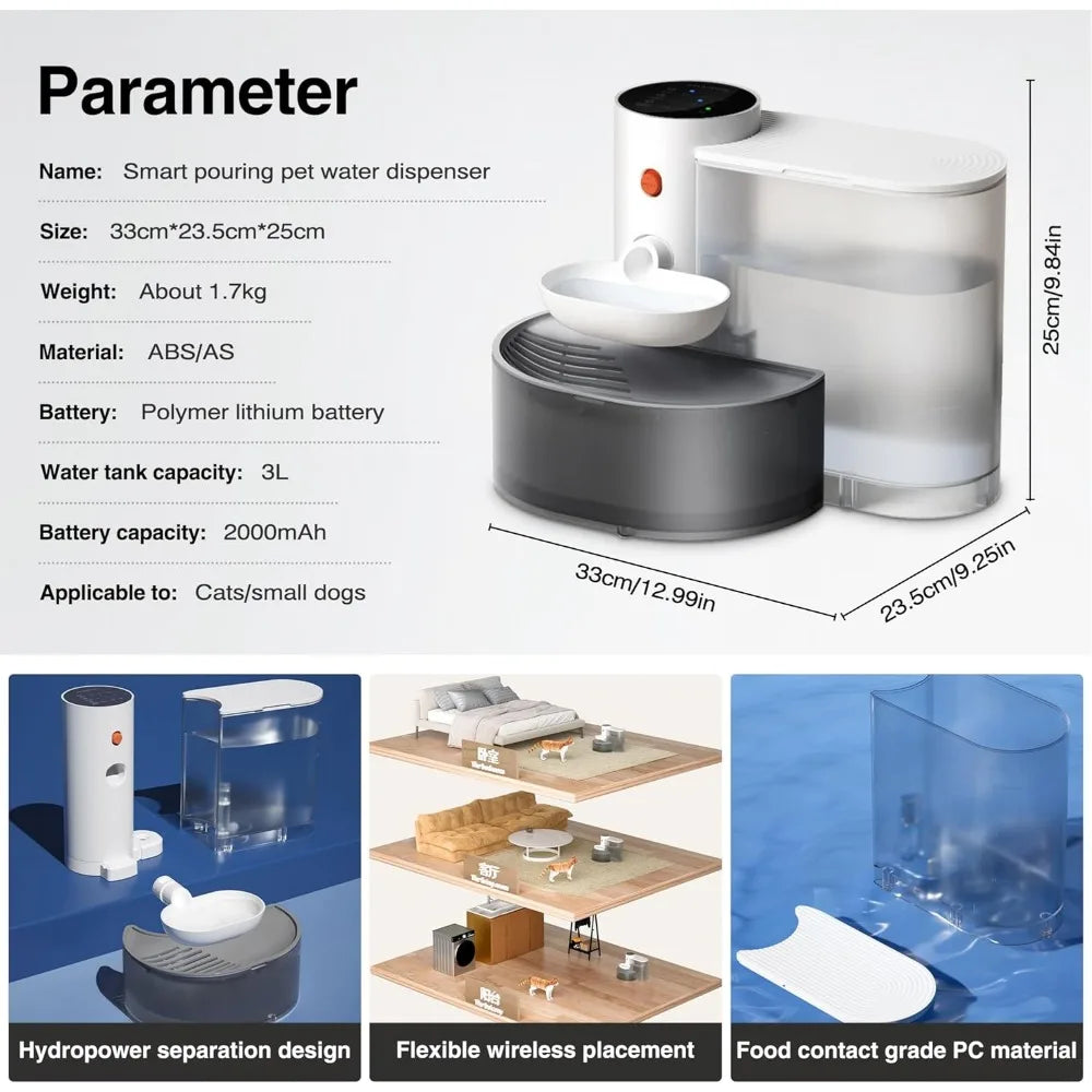 Smart Pet Water Fountain Filterless Wireless Cat Dispenser