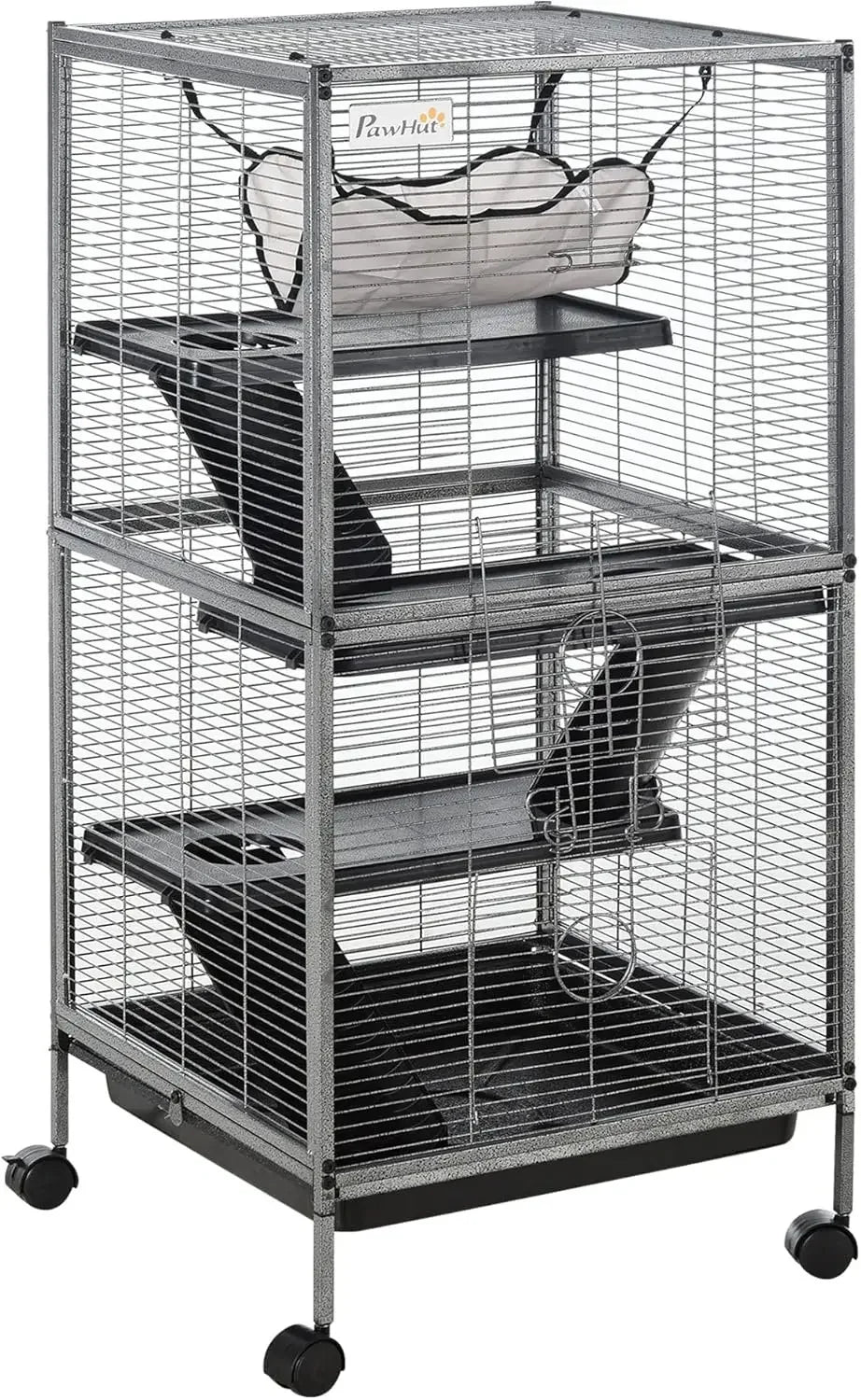 Metal Small Animal Cage with Hammock and Rolling Base